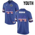 Youth Florida Gators #44 Tucker Nordman NCAA Nike Blue USA Flag Fashion Authentic Stitched College Football Jersey YNM5862YD